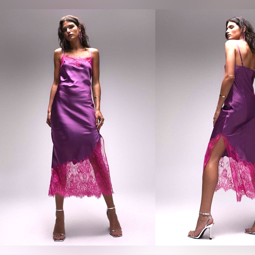 Topshop Lace Satin Slipdress
